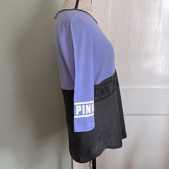 PINK Victoria’s Secret Lilac and Charcoal Raglan Sleeve Tee - Picture 7 of 11